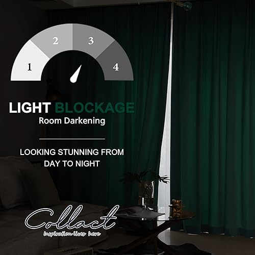Miniatura 2 de COLLACT Cortinas opacas de terciopelo verde para dormitorio, cortinas de oscurecimiento de habitación de 84 pulgadas de largo para sala de estar,