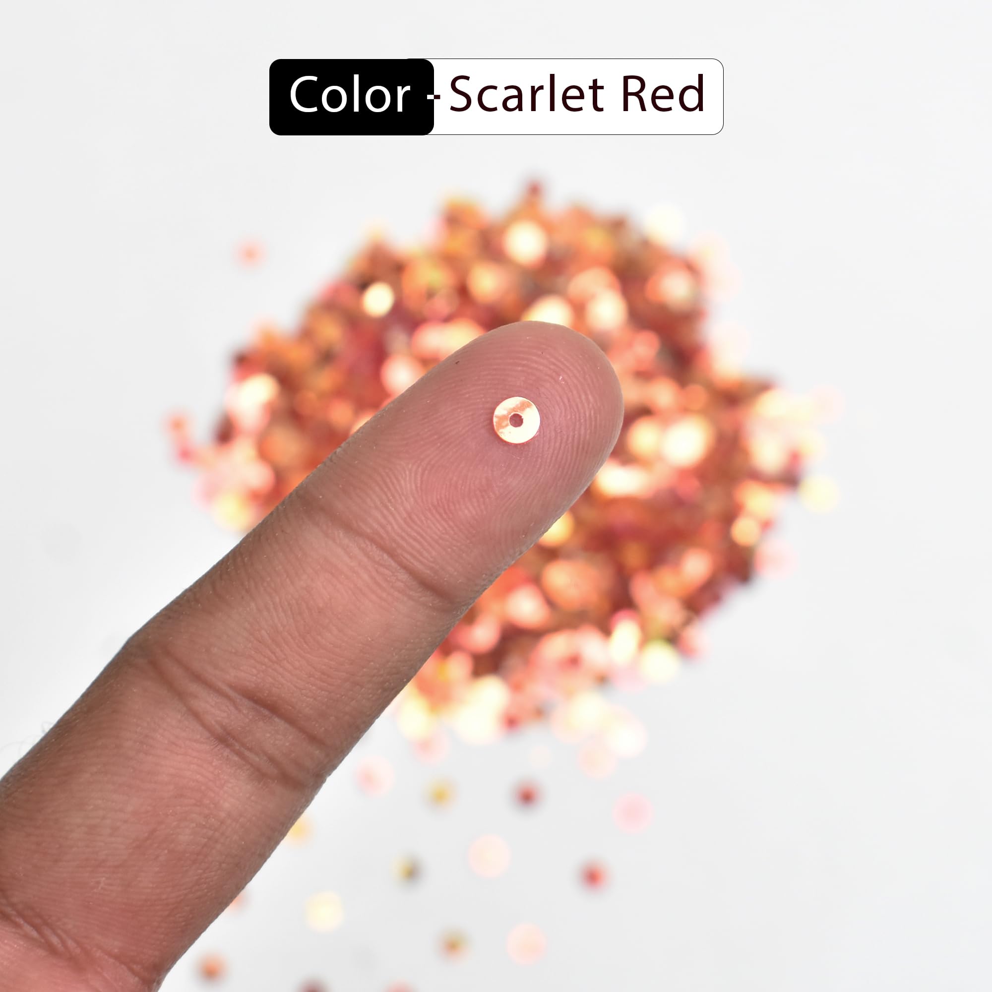 Embroiderymaterial 2.5 MM Sequins Sitara for Craft, Embroidery, and Jewellery Making (Scarlet Red, 50 Gram) 1