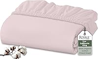 Vista 109 de Royale Linens Sábana Bajera Ajustable de Algodón Orgánico 100% - Tejido Percal - Sábanas Bajeras de Bolsillo Profundo Súper Suaves - Sábana Elástica