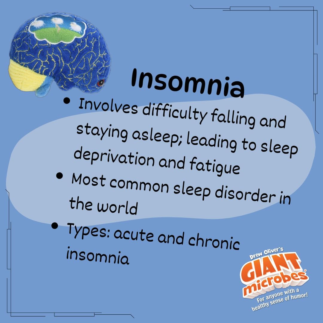 GIANTmicrobes Insomnia Plush, Insomnia Gifts, Sleep Gifts, Fibromyalgia Gifts, Narcolepsy, Insomnia Awareness, Sleeping Plush, Sleep Relaxation Gifts, Gifts for Insomniacs, Insomnia Stuffed Animal