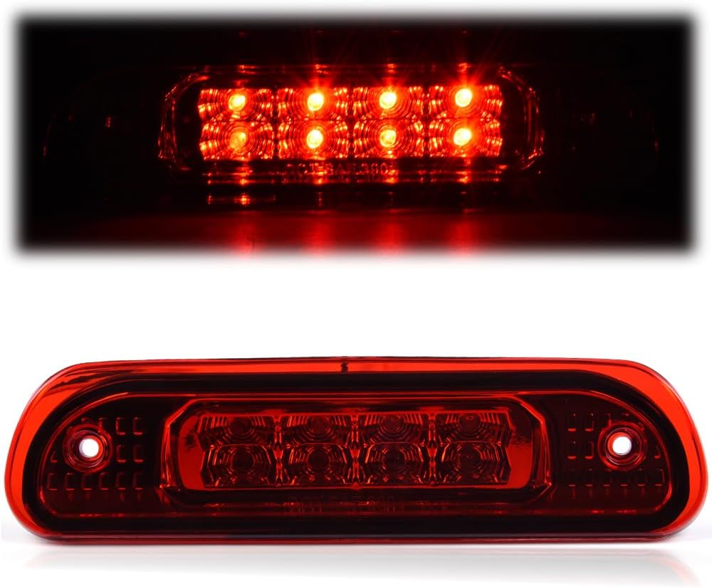 CHEDA Third 3D Brake Lights, Compatible with 1999 2000 2001 2002 2003 2004 Jeep Grand Cherokee, Red Lens Clear Housing LED Bar Tail Cargo Lamp, 14044