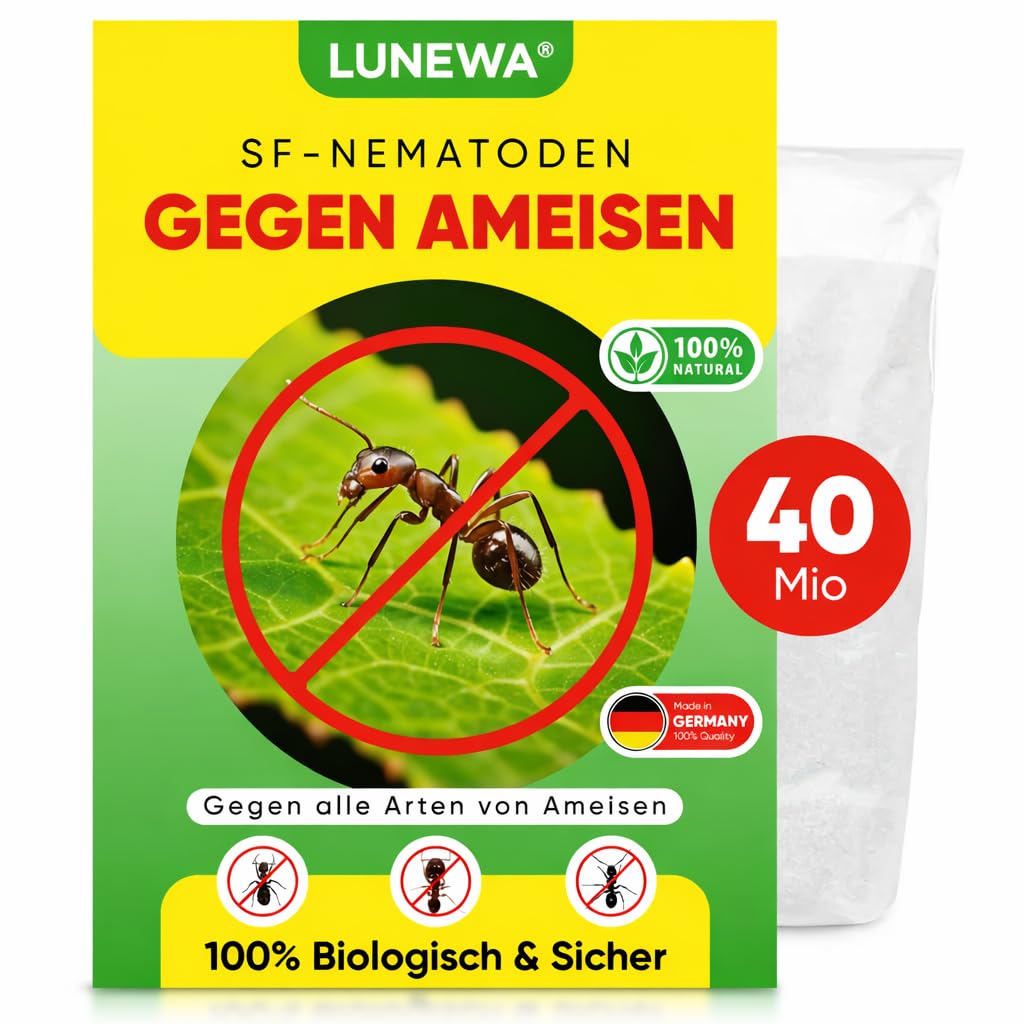 LUNEWA® Aktive SF-Nematoden gegen Ameisen – Effektive Ameisenbekämpfung mit Nestwirkung – Umweltfreundlich, chemiefrei, einfache Anwendung