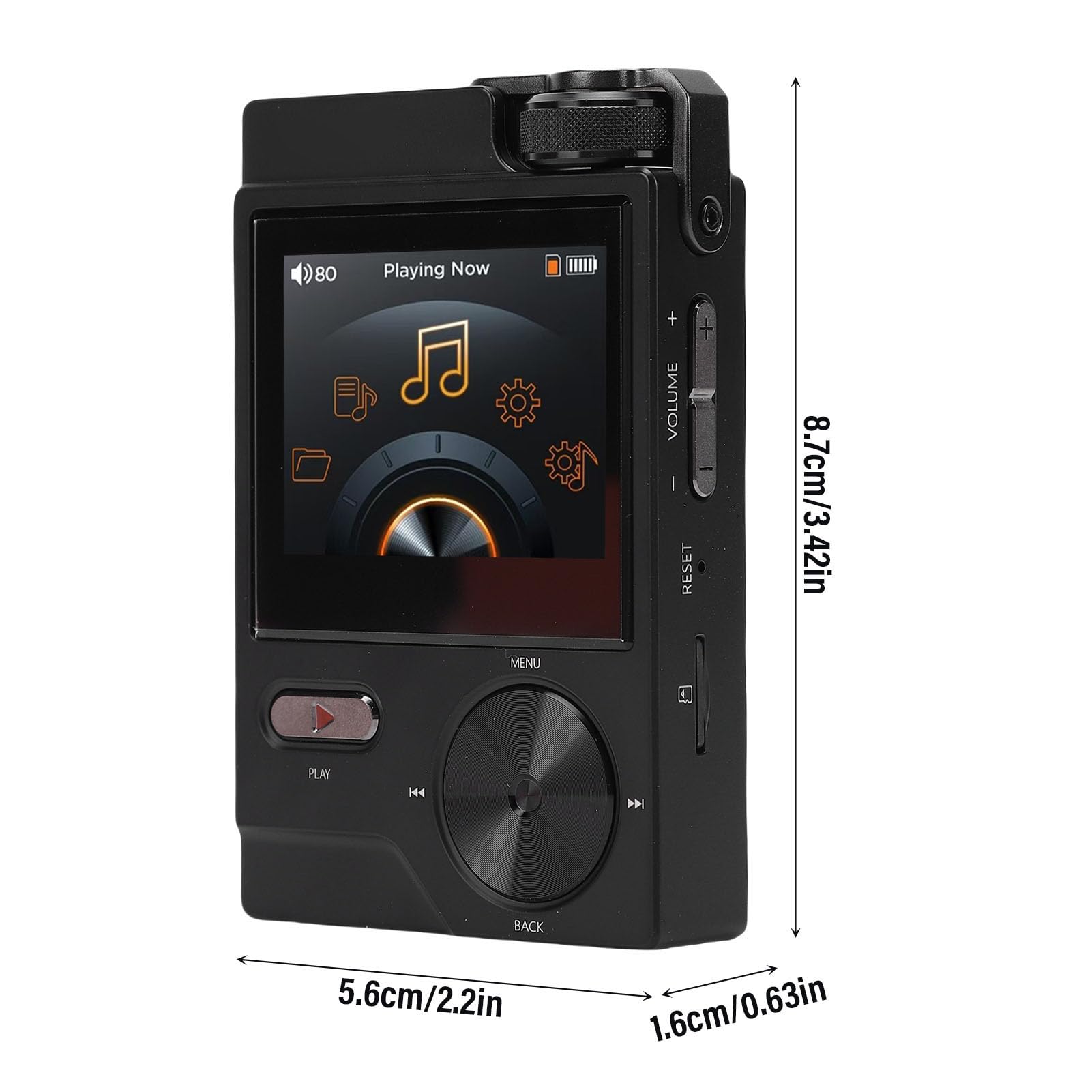 VBESTLIFE HiFi-MP3-Player, Verlustfreies DSD FLAC, 2-Zoll-LCD-Bildschirm, Hochauflösender Tragbarer Audioplayer mit 64-GB-Speicherkarte, Unterstützt Bis zu 256 GB