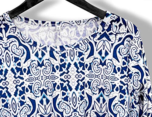 Image of Tanst Sky Womens Casual Round Neck Plus Size Floral Tunic Shirt Dress with Pockets