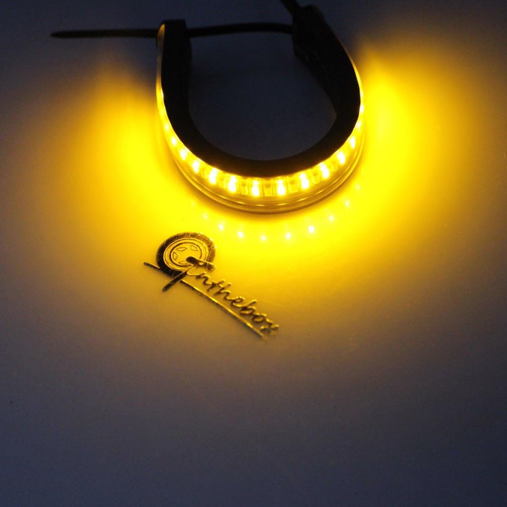GTinthebox 2PC Flexible Switchback Dual-Color Red & Amber LED Fork Turn Signal DRL Daytime Running Light Waterproof Adjustable Stips Bars kit Universal Fit Motorcycle Bike …