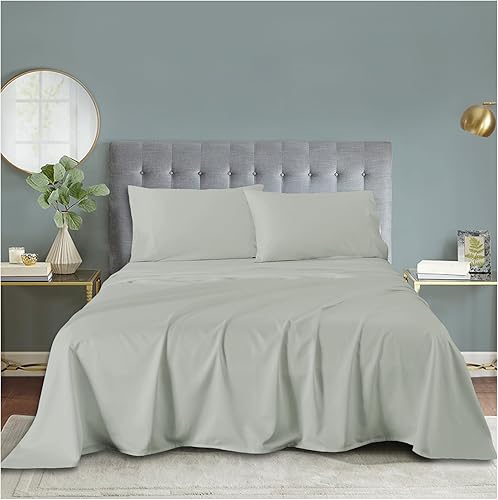 55% Rayon Derived from Bamboo, 45% Cotton Bed Sheet Set - Breathable & Cooling - Deep Pockets - Soft & Wrinkle-Free - Easy Care Hotel Luxury - 4