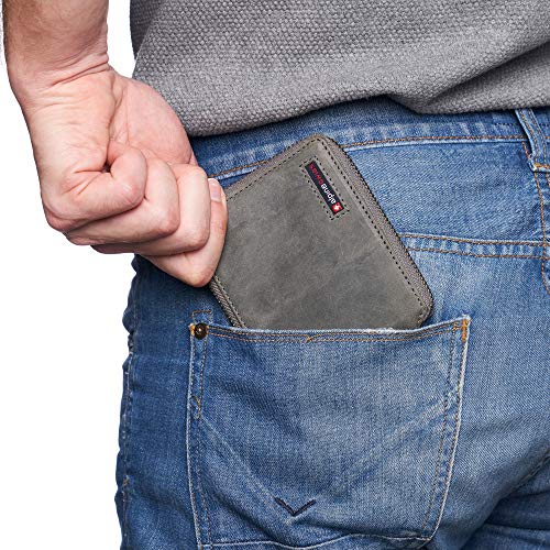 Image of Alpine Swiss Logan Mens Bifold Wallet All-Around Zipper Closure RFID Safe