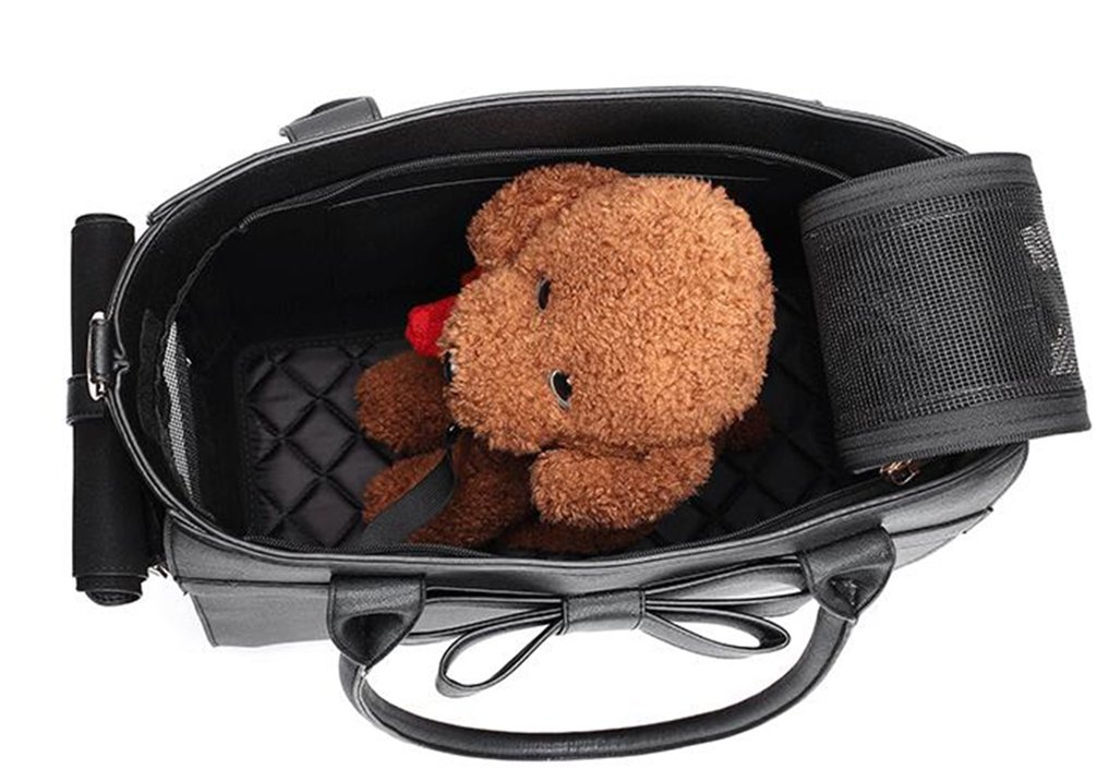 Carrier - Bolso de mano de piel sintética para mascotas, bolsa de viaje de malla para perro, gatito, cachorro