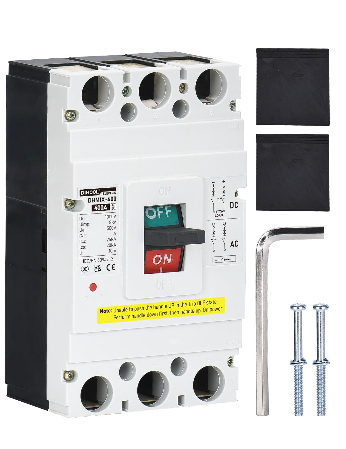 DIHOOL DC Molded Case Circuit Breaker,2 Pole 400 Amp 500VDC/480VAC MCCB,DC Isolator for Solar Panels PV System,Battery — image 1