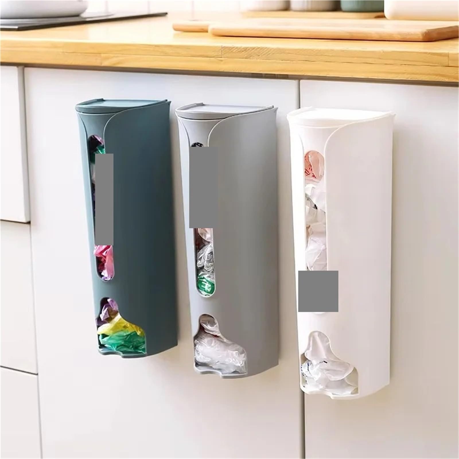 Dispensador De Bolsas De Basura Bolsa de Basura for Colgar en la Pared, Caja de Almacenamiento de plástico, dispensador de Bolsa de Basura for baño, Accesorios de Cocina, 2 uds.(Gray)