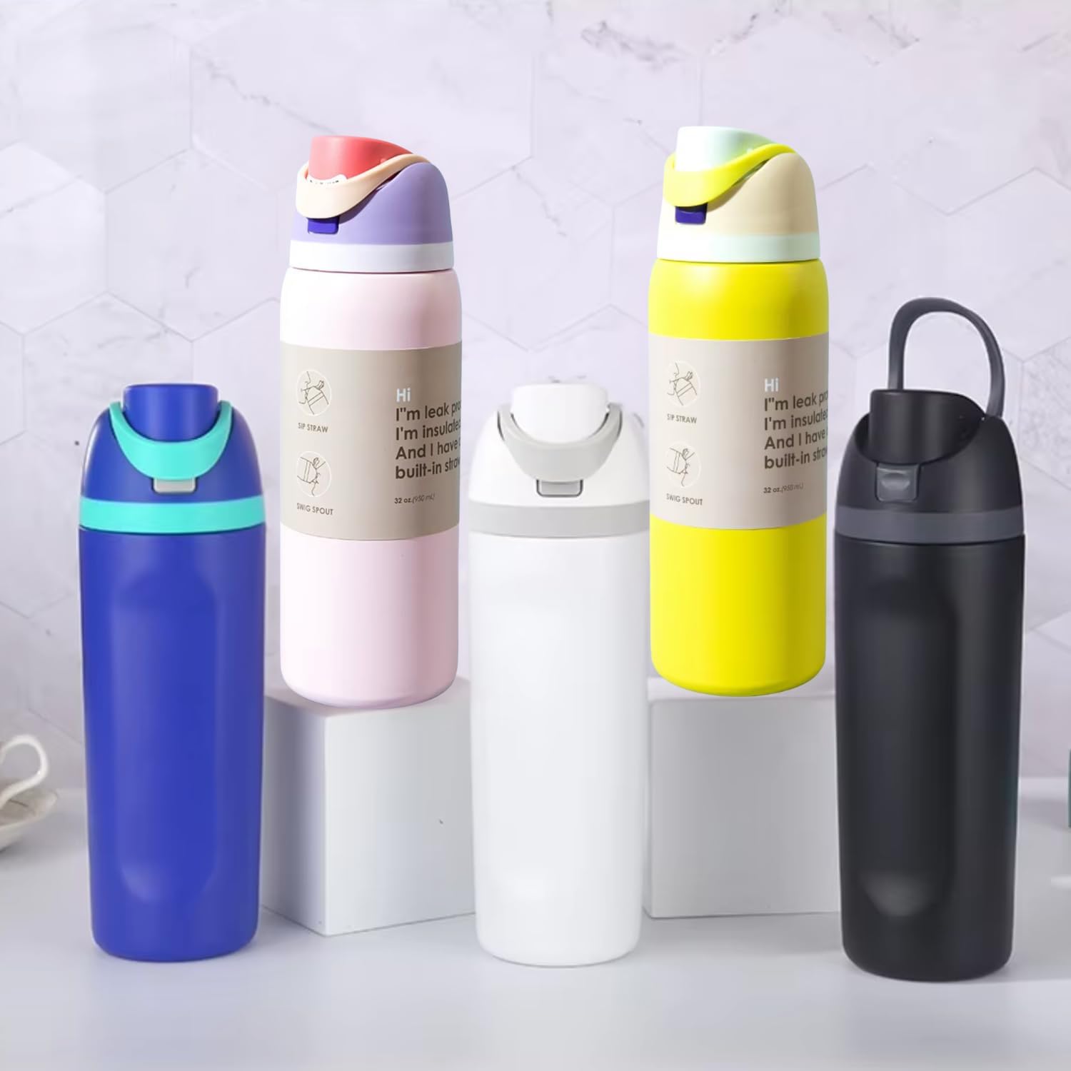 DUTHINGS Insulated Stainless Steel Water Bottle with Straw, 32 oz, Reusable Sports and Travel Bottle for School, Kids, and Outdoors - Leakproof and BPA-Free (LIGTH PINK) - Image 3