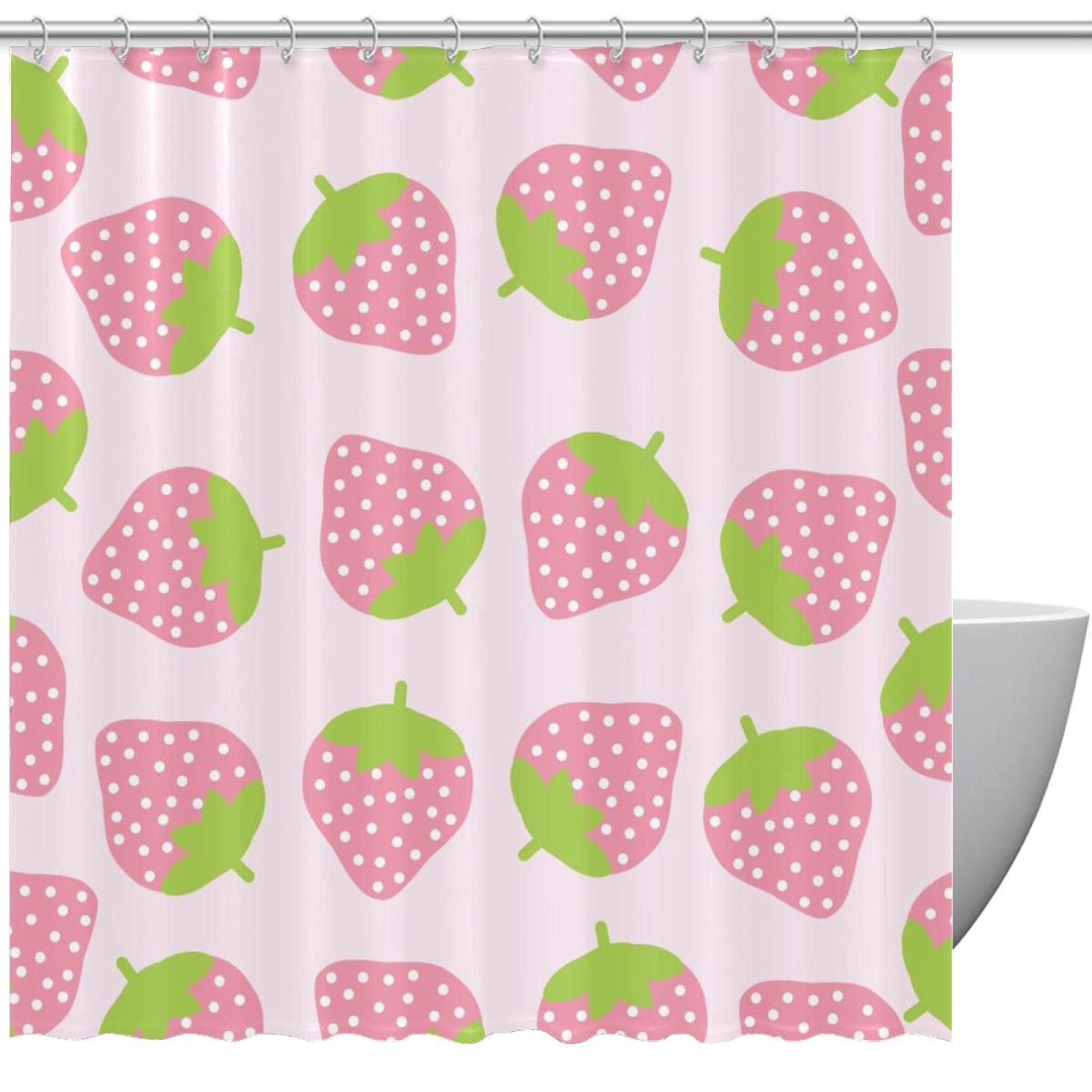 Rideau de douche rose clair lavable 152 x 183 cm anti-moisissure à motifs