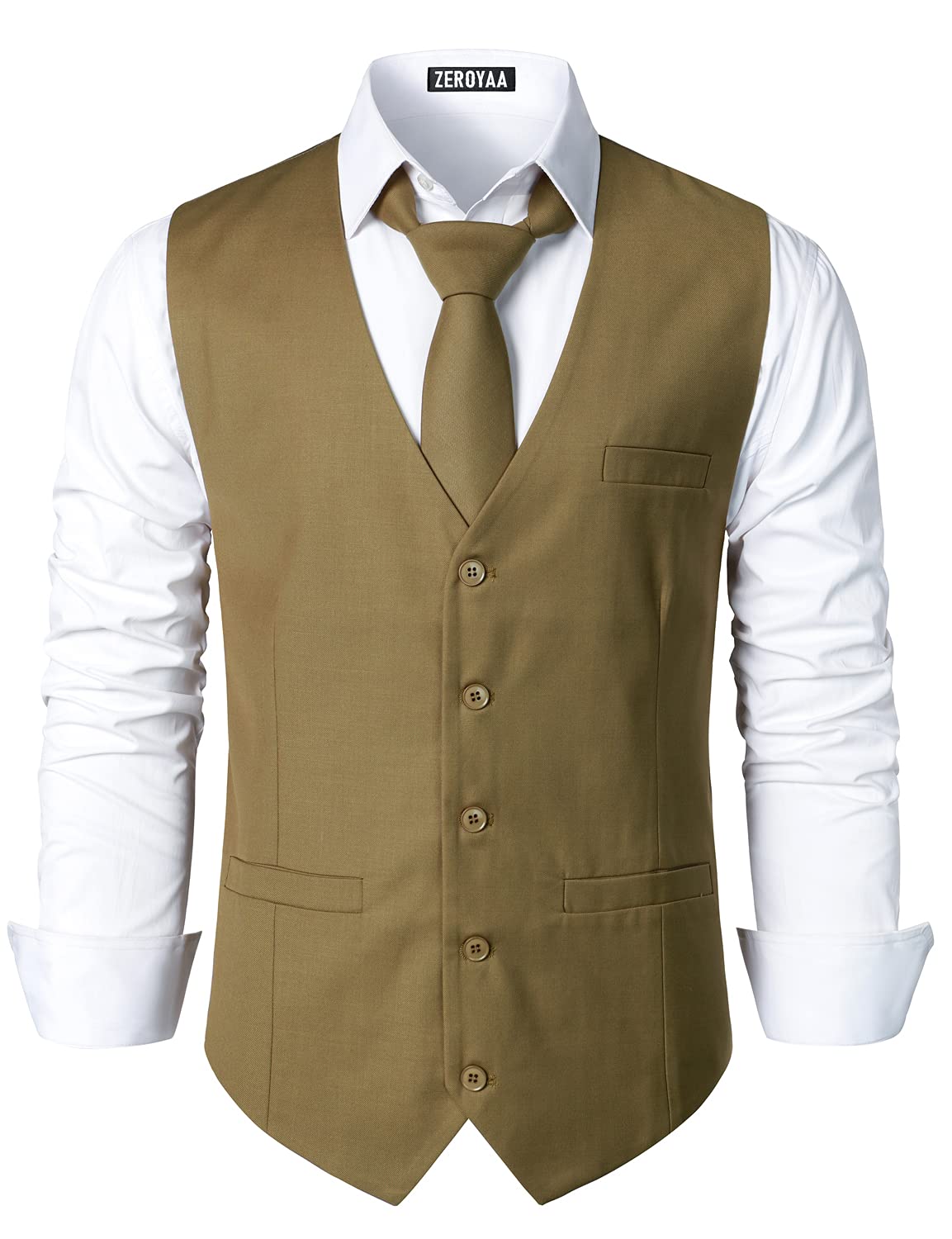 ZEROYAA Men's Urban Design Business Formal Dress Vest