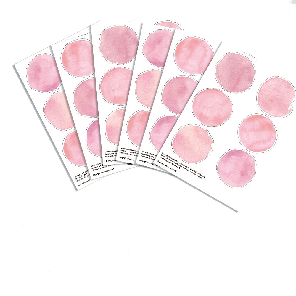 Lichi Girls Pink Watercolor Polka Dot Diy Embellishments Wall Sticker Decal For Kid Nursery Room Decortaion - 36 Dots Of 2.36In