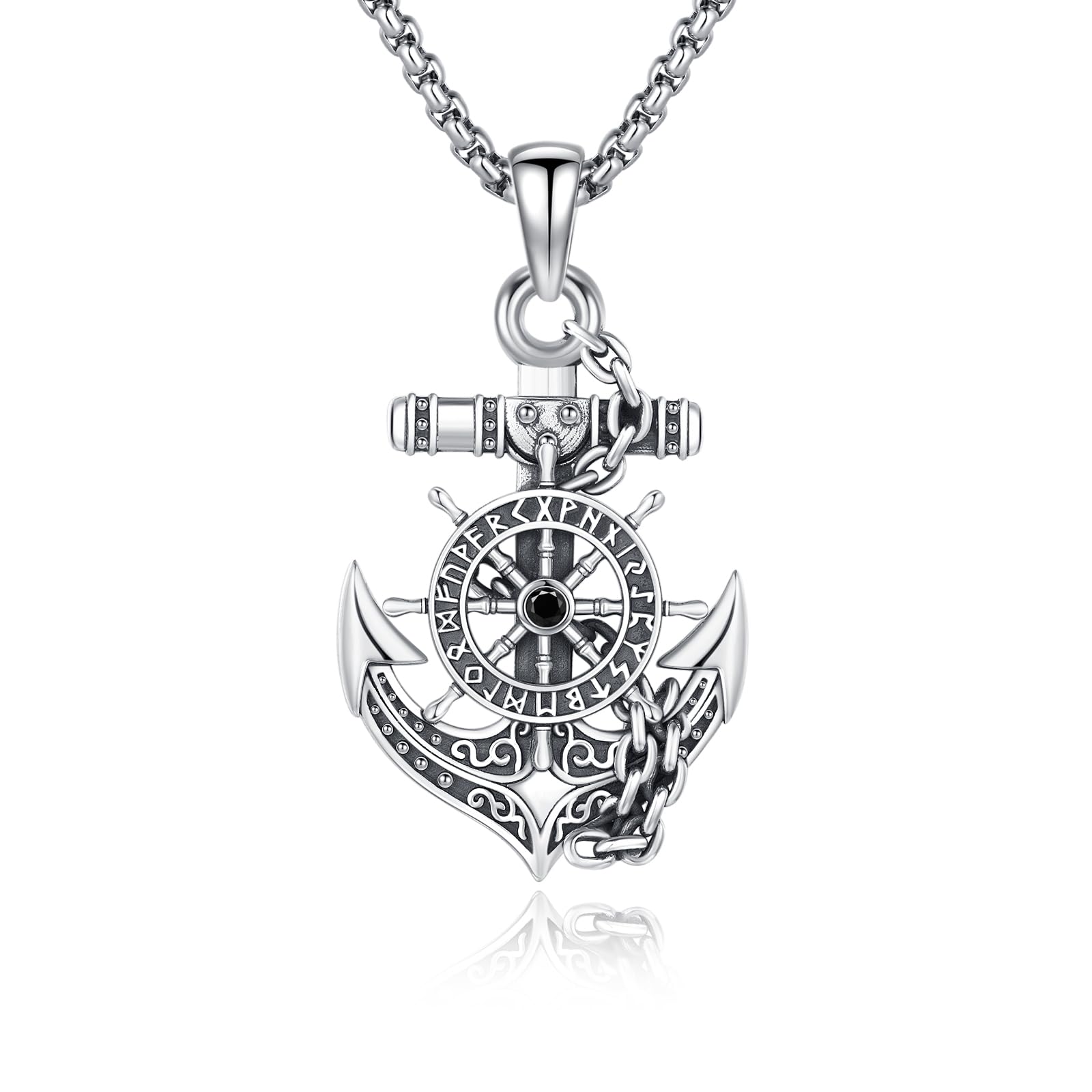 Nautische Anker Halskette 925 Sterling Silber für Herren | Maritimer Schmuck, Geschenk zu Geburtstag, Weihnachten, Vatertag, Ostern und Jahrestag