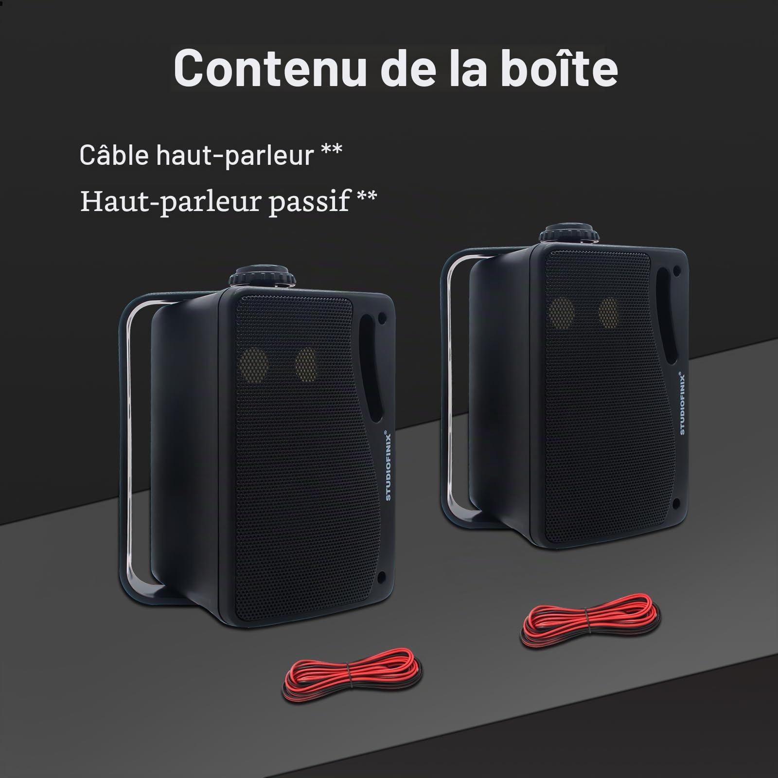 STUDIOFINIX 3,5 Pouces Haut-parleurs étanches pour 200W l'extérieur pour Montage en Surface, Marin et Mural - Grille ABS Robuste pour la Maison, Le Bateau, la Piscine, Le Patio (Noir)