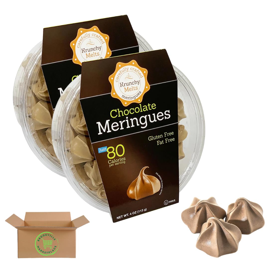 Krunchy Melts Meringue Cookies, Fat-Free Vanilla, Low-Calorie, Fat-Free, Gluten-Free, Keto-Friendly, Naturally Sweetened (2-Pack) - Packed by Brookville Marketplace