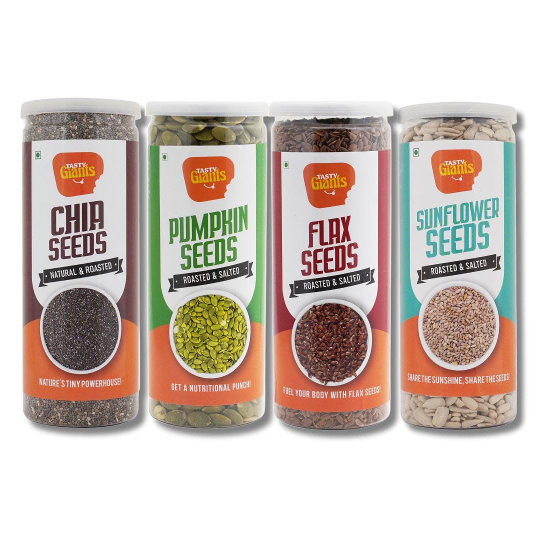 Tasty Giants Seeds Combo Pack 740G|Chia Seeds, Sunflower Seeds, Pumpkin Seeds, Flax Seeds|Seeds For Eating|Roasted Seeds|Seeds For Weight Loss|Source Of Antioxidants|Diet Food|Healthy Snacks (B0C38TB95M) Amazon Price History, Amazon Price Tracker