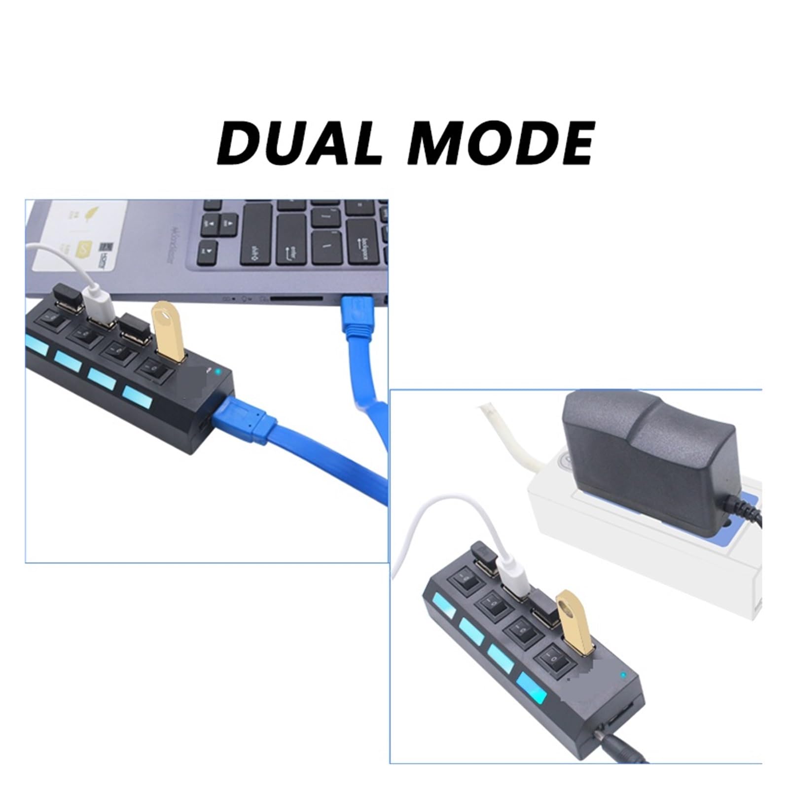 Hub USB 3.0 Ad Alta Velocità 4/7 Porte Switch Multipli Utilizzare L'adattatore Di Alimentazione Extender For PC Portatile Capacità Di Ricarica Rapida(7 Port White)