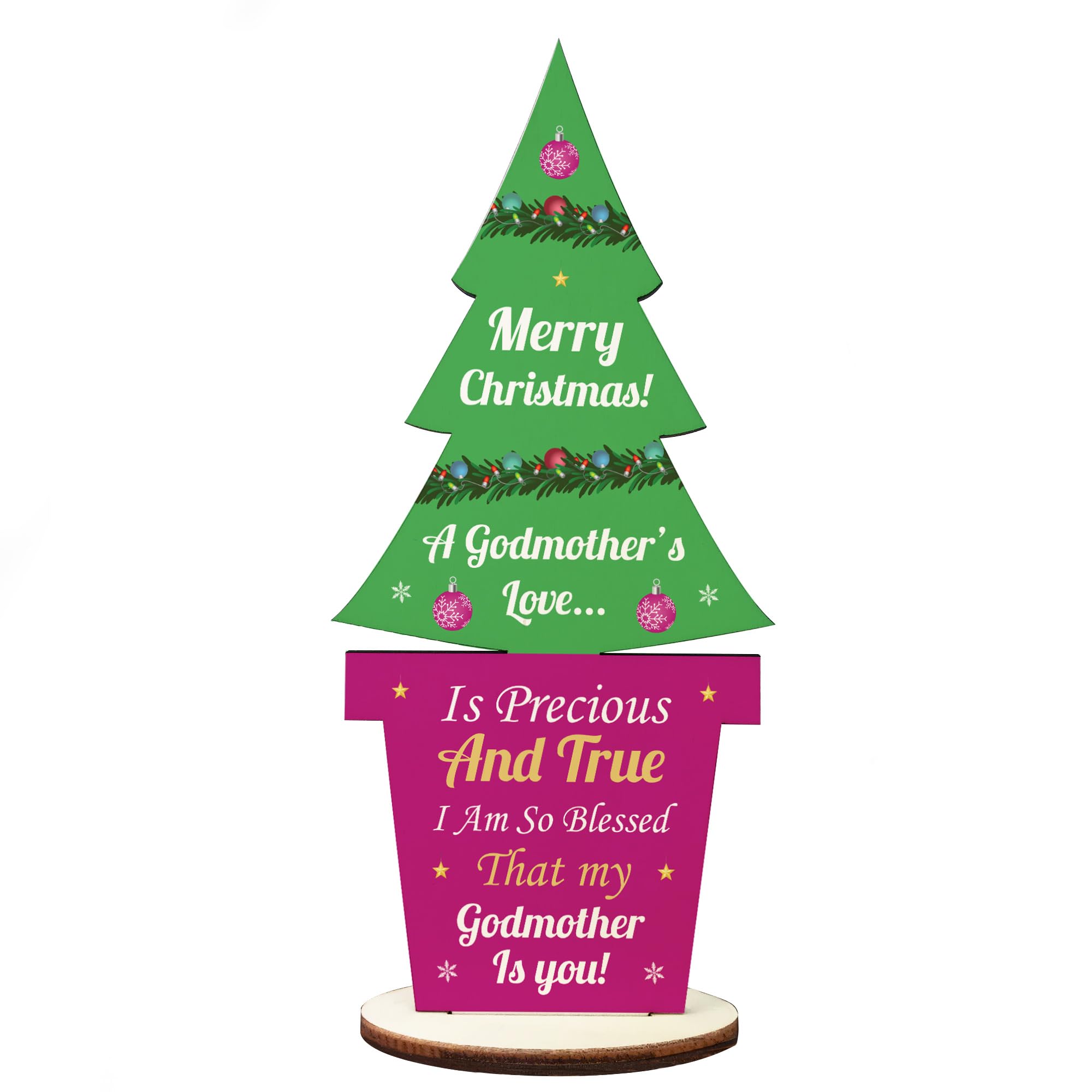 Christmas Godmother Gift Wood Christmas Tree Decoration Godparent Gift Keepsake