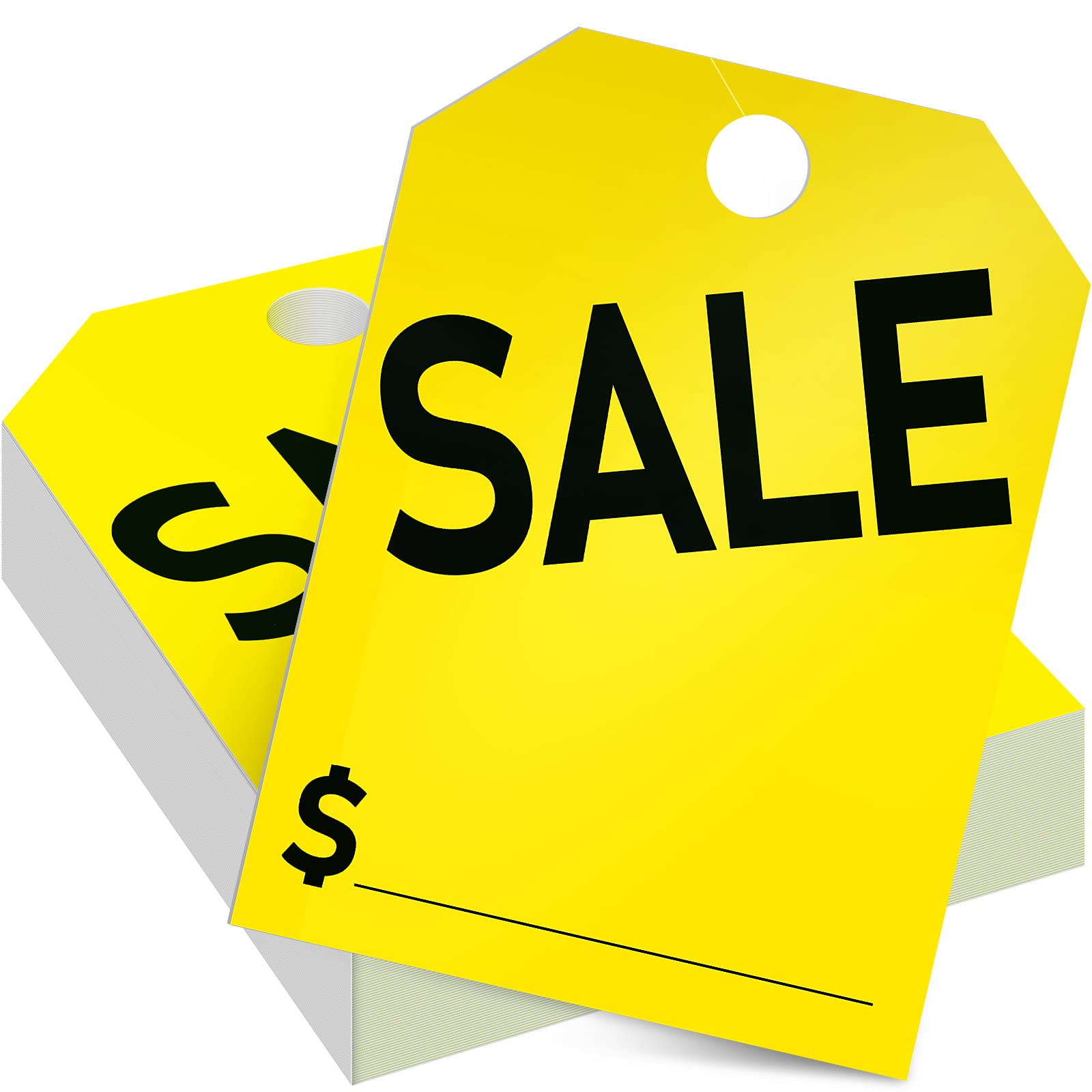 Crtiin 100 Pack Sale Tags Car Sale Sign Dealer Mirror Hang Tags 8.5 x 11.8 Inches for Car Rear View Mirror(Yellow)