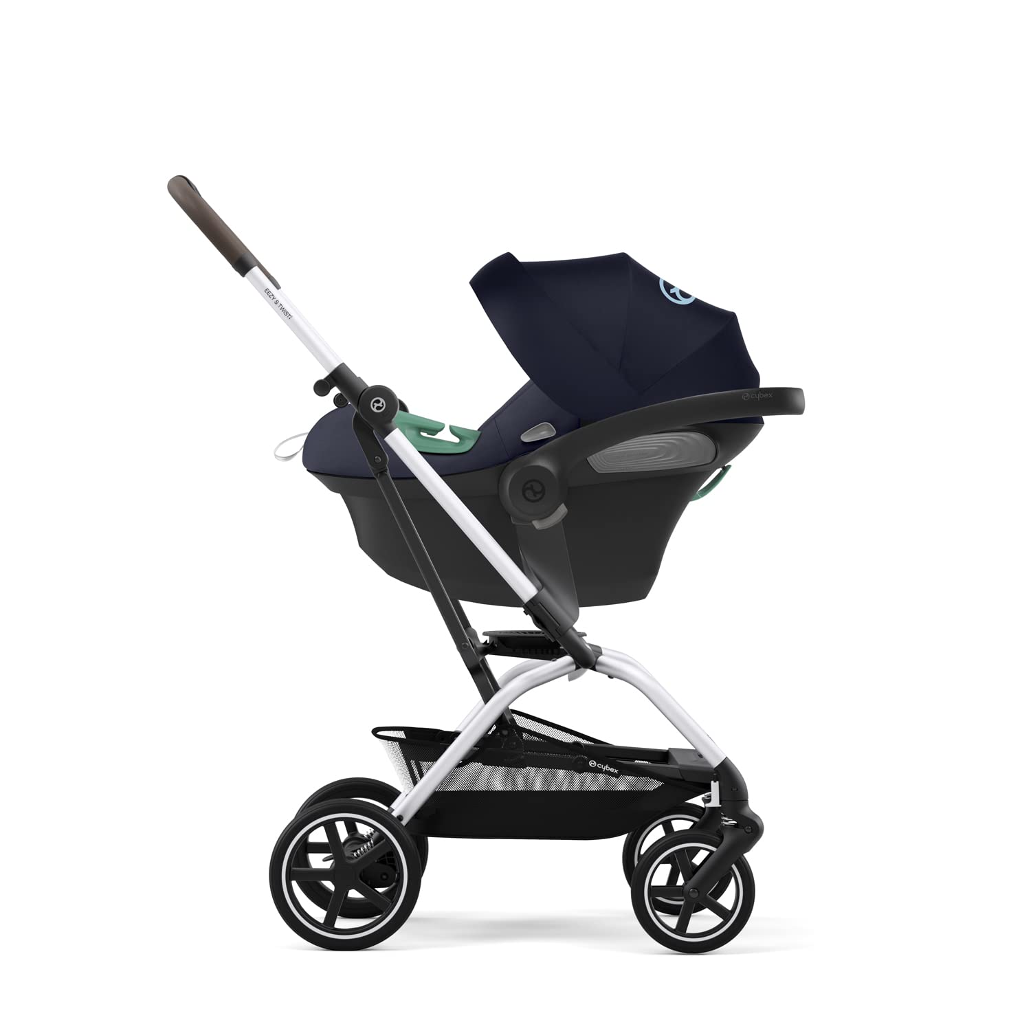 Cybex Gold Silla de coche para bebé Aton S2 i-Size, Desde el nacimiento hasta los 24 meses aprox., Máx. 13 kg, Incl. Reductor para recién nacidos, Compatible con SensorSafe, Ocean Blue