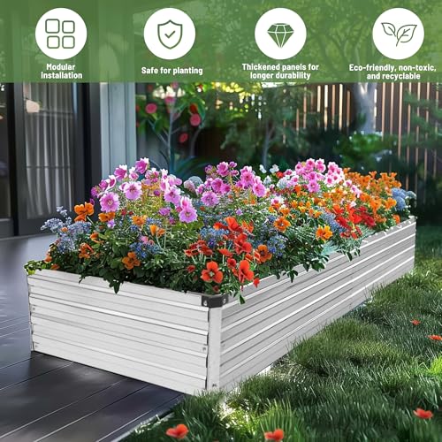 Vengarus 2pcs 4x3x1FT Galvanized Raised Garden Bed-Outdoor Planter Box for Vegetables,Metal Garden Bed with Corner,Planter Raised Bed,Silver
