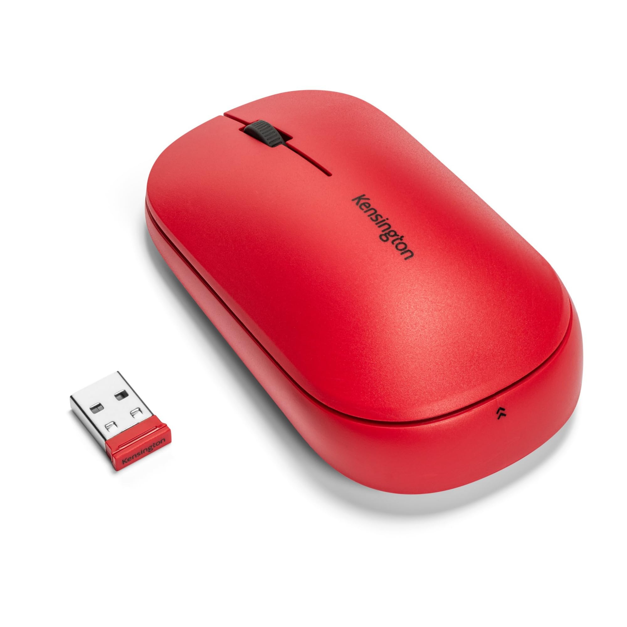Kensington Mouse wireless doppio SureTrack - Design ambidestro e sottile, Per laptop, scrivanie o home office, Compatibile con Chrome, Mac, Windows & Android, Rosso (K75352WW)