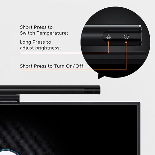 Miniatura 7 de LYMAX Computer Monitor Light Bar, USB Computer Lamp Dimmable Screen Light Bar, Adjustable Brightness/Color Temperature with Touch Contror, No Screen