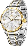 Olevs Watches for Men Analog Dress Waterproof Mens Watches Quartz Big Face Luxury Metal Mens Watch Classic Casual Diamond Durable Watch for Men Stainless Steel Easy Read Men's Watches with Day Date