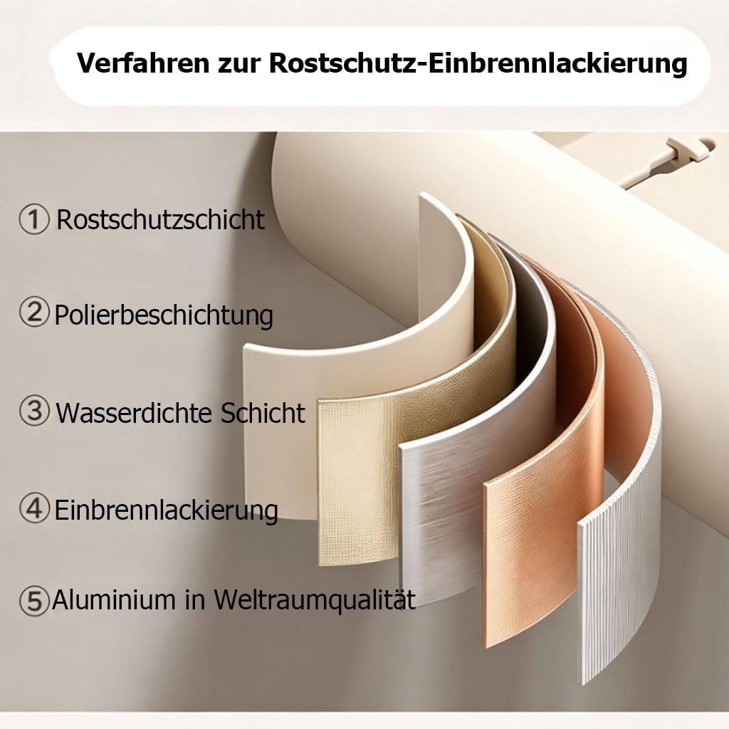 Estante de Ducha sin taladrar Organizador de baño con Ventosa, Estante de Pared con toallero y Ganchos, Estante de Ducha para Gel de Ducha, cepillos de Dientes, cremas,B,50cm