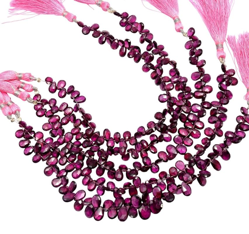 Perles à facettes en rhodolite naturelle pour création bijoux