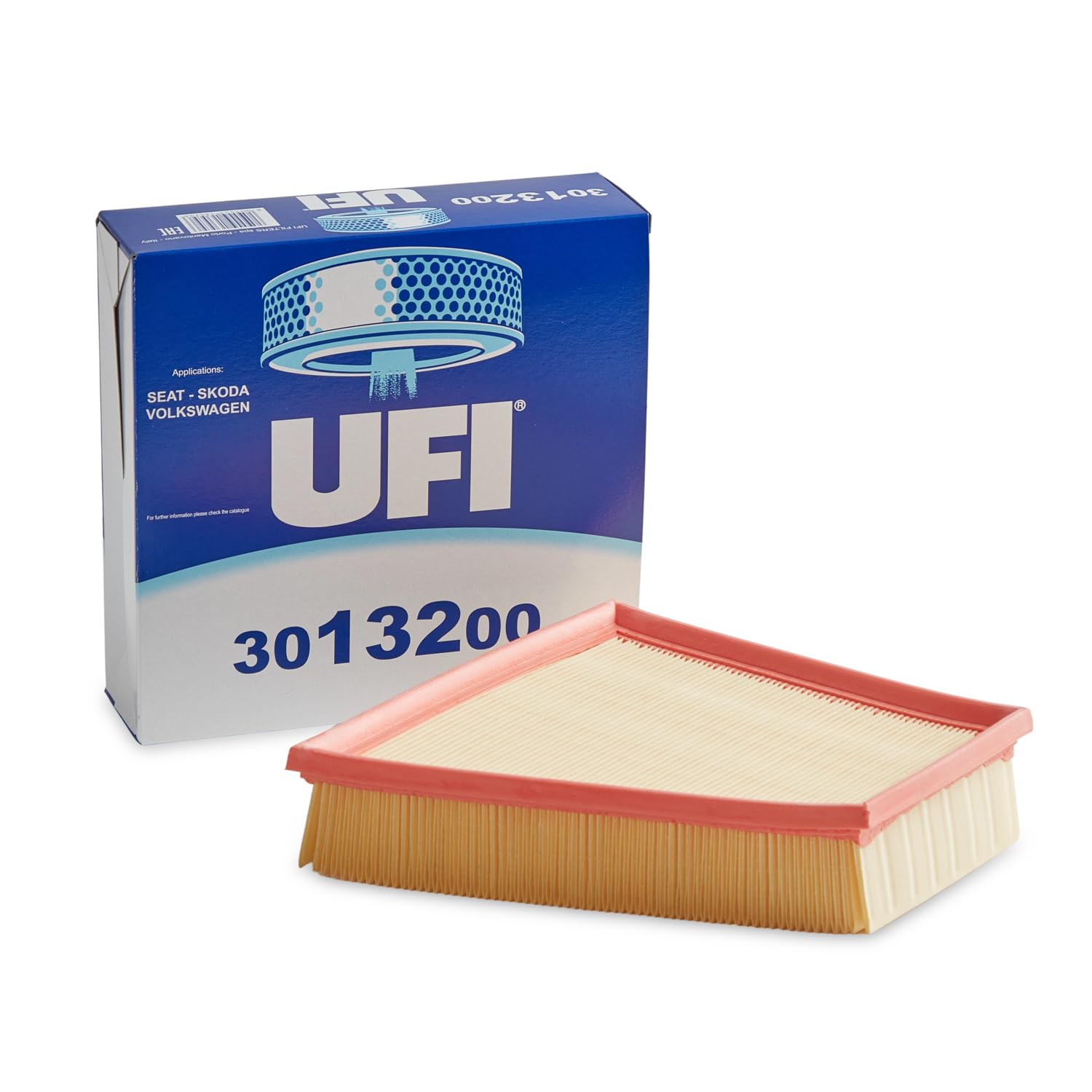 UFI Filters, Filtro de Aire 30.132.00, Filtro de Aire de Recambio, Apto para Coches, Apto para Modelos de Seat, Skoda y Volkswagen