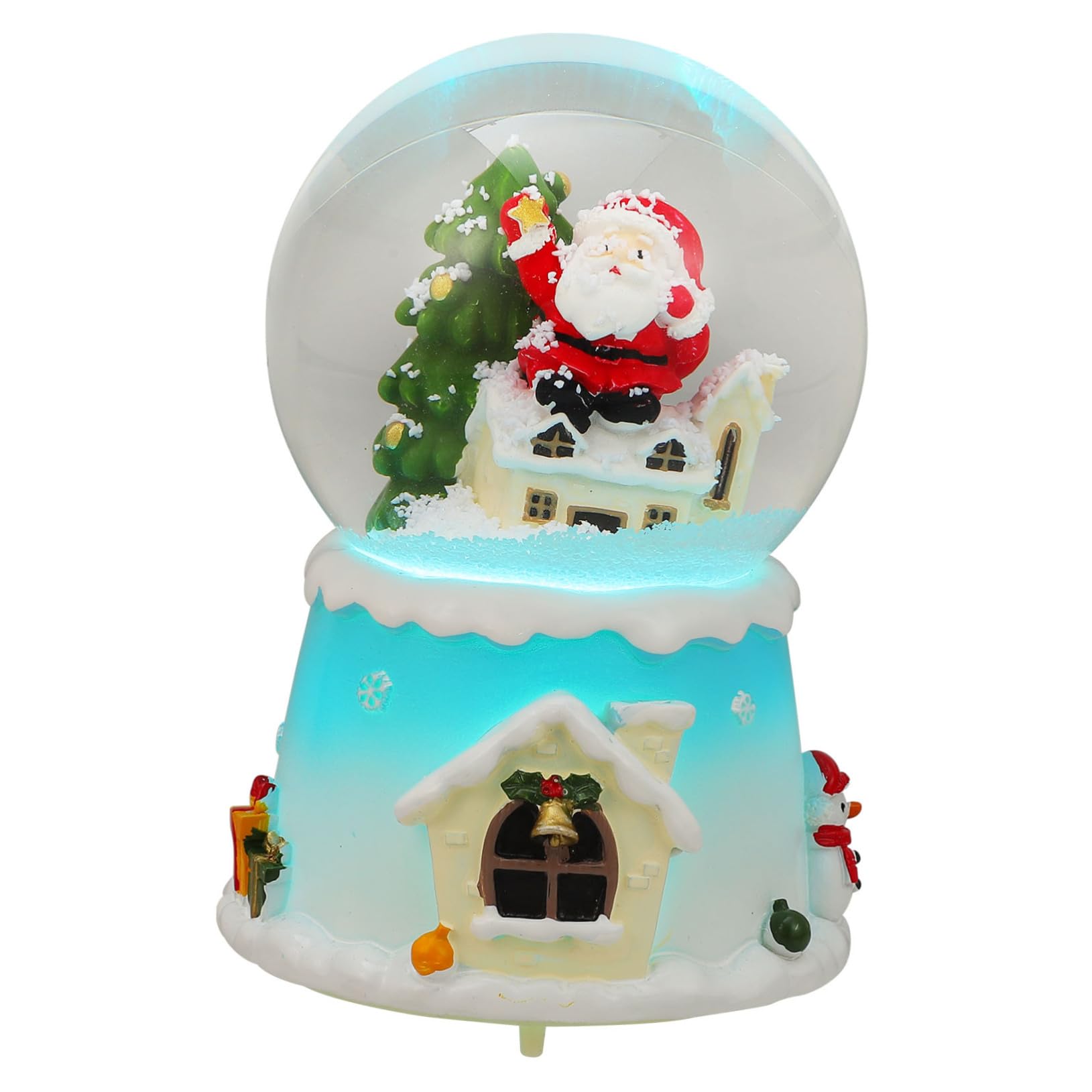 Caja musical navideña con bola de cristal de resina y acabados artesanales