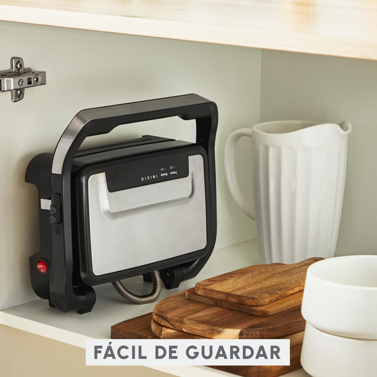 Moulinex Inicio Compact, plancha de paninis y grill, placas de cocción antiadherentes, fácil de guardar, fácil de lavar, GI270D10