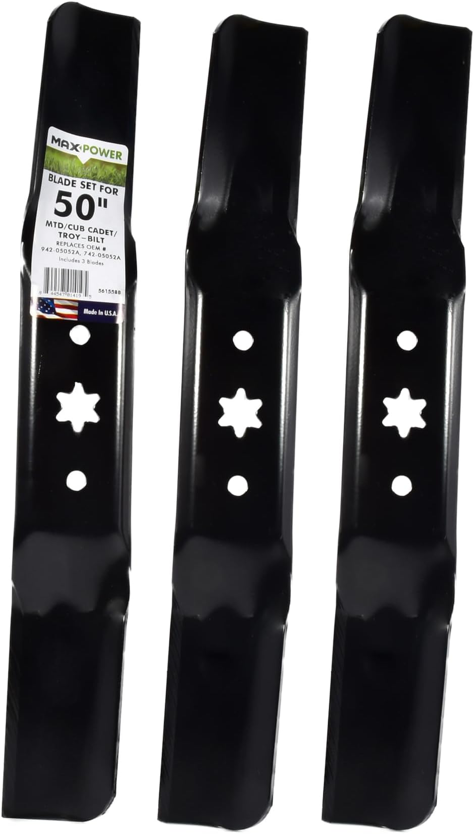 561558B USA MADE 3 Blade Set | For 50โ Cut MTD, Cub Cadet, Troy-Bilt, Craftsman, Replaces 942-05052A, 742-05052A, CMXGZAM110155