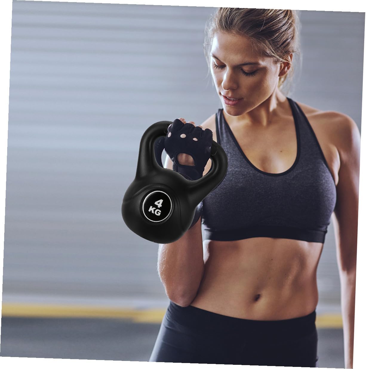 Cabilock Plastic Kettlebell 4kg Black Pe Material Fitness Accessory for Arm Muscle Training and Deep Squat Exercise at Home Or Gym