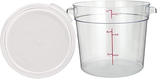 Miniatura 10 de Tiger Chef Contenedores redondos de policarbonato de almacenamiento de alimentos transparentes de grado comercial de 4 cuartos con tapas