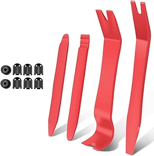 AXELECT Car Trim Removal Tool Kit 12 pcs, Auto Door Clip Remover Pry Tool, Automotive Pry Bar Set Trim Removal Tool Kits for Dash Panel Radio Audio Speaker, Red