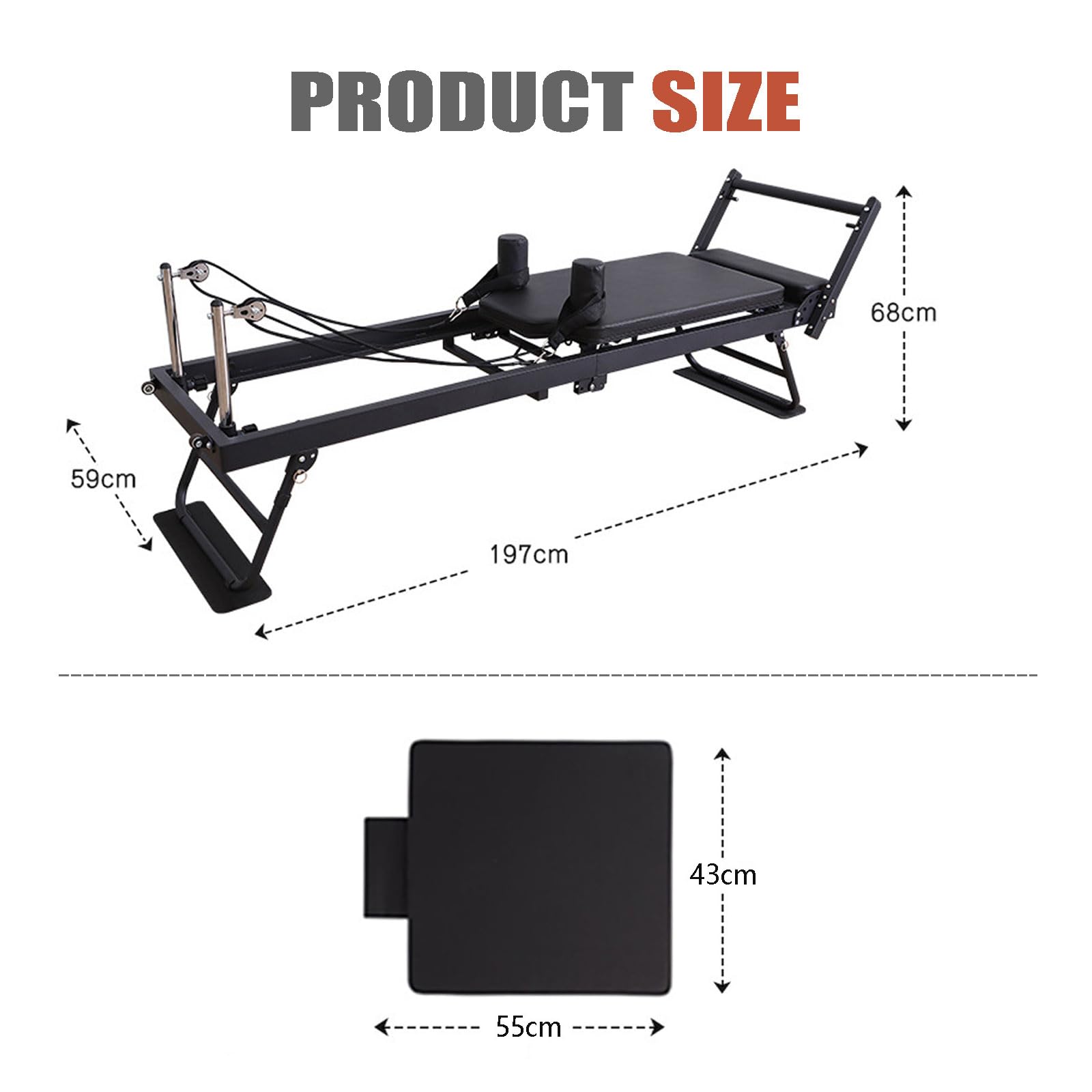 Pilates Reformer Maschine, Faltbare Pilates Ausrüstung für Zuhause mit Sprungbrett für Reformer Body Stamina Stretching Balance Exercise Workout,Gray-10