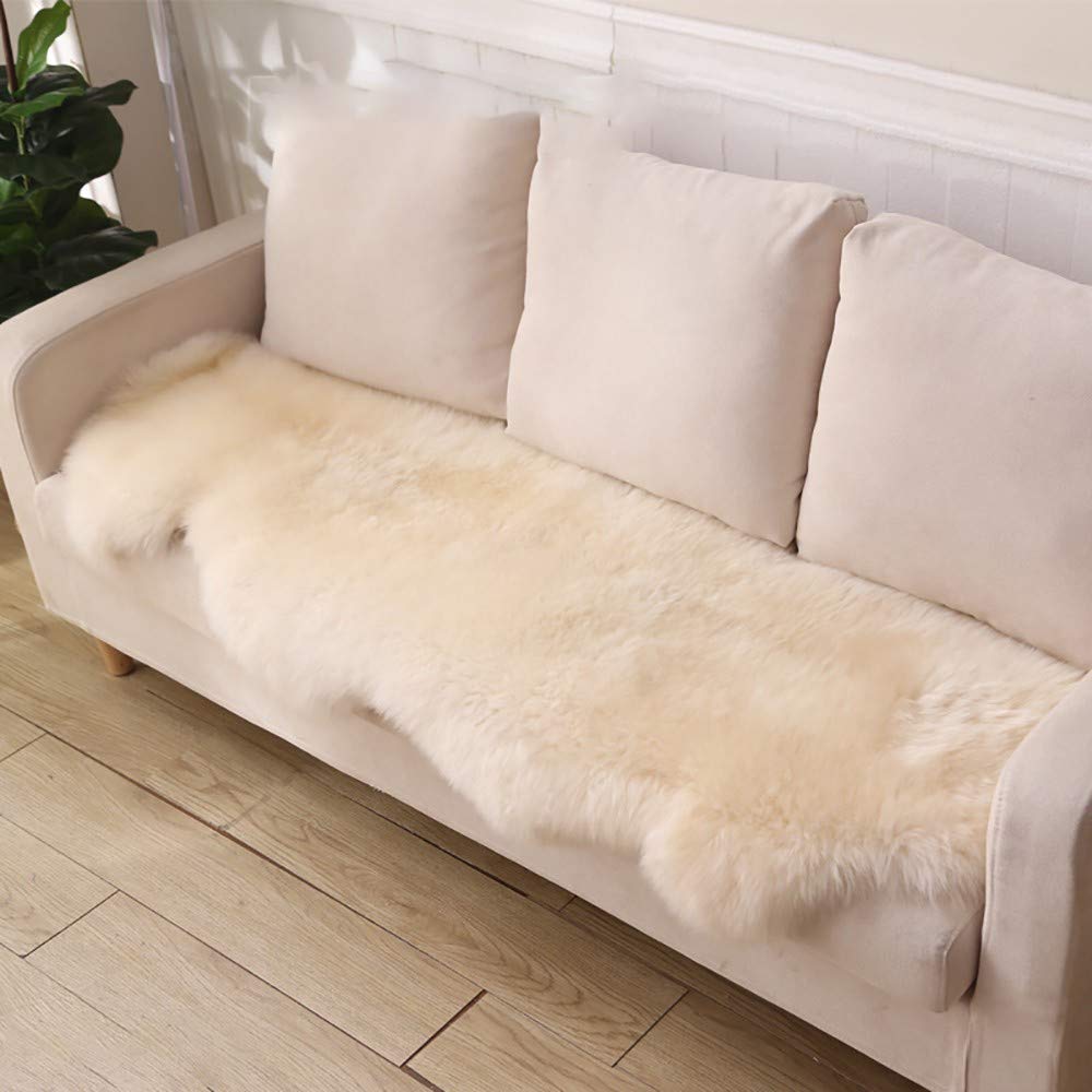 Tapis en Peau de Mouton SynthéTique,Imitation Wool Fleece Fluffy Coussin Canapé Laine Tapis, EuropéEn Simple et éLéGant Coussin De Chaise Chambre Salon Baie VitréE Couverture