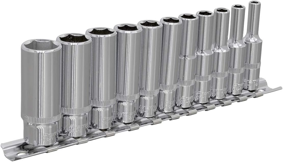 Sealey AK2671 Walldrive Imperial Deep Socket Set, 1/4" Square Drive, 6PT, 11 Pieces