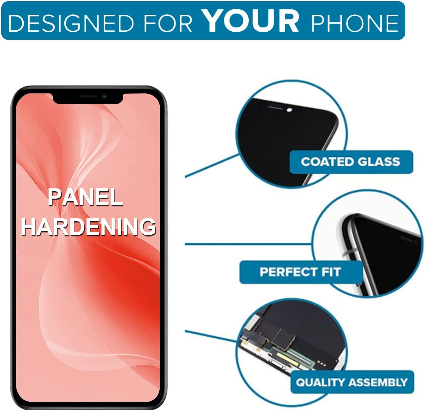 THL for iPhone 11 Screen Replacement 6.1 inch Touch Screen Digitizer Full Assembly with Adhesive,Tempered Glass, Repair Tools (A2111, A2223, A2221) LCD Display Repair Kit with Face ID and True Tone
