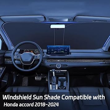Windshield sunshade 2018 2019 2020 2021 2022 2023 2024 Compatible with Honda Accord accessories Sedan, LX, EX, EX-L, Touring (not for 2022 Sport) foldable sunshade protective sunshade