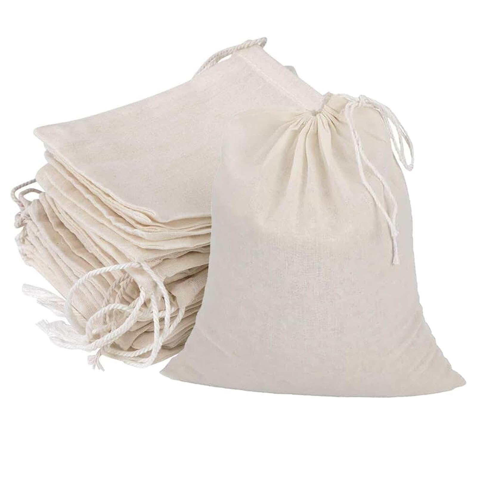 30Pcs Muslin Bags,Cotton Drawstring Reusable Tea Bag,Spice Bags for Cooking,Snack Spices Bags Tea Coffee Filter Bags Crafts Soap Nuts Gift Ba