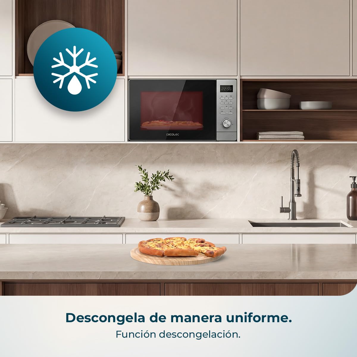 Cecotec Microondas Digital Proclean 5005 Silver 700W 20L 3DWave 5 Niveles Potencia Temporizador 30 Min Descongelación