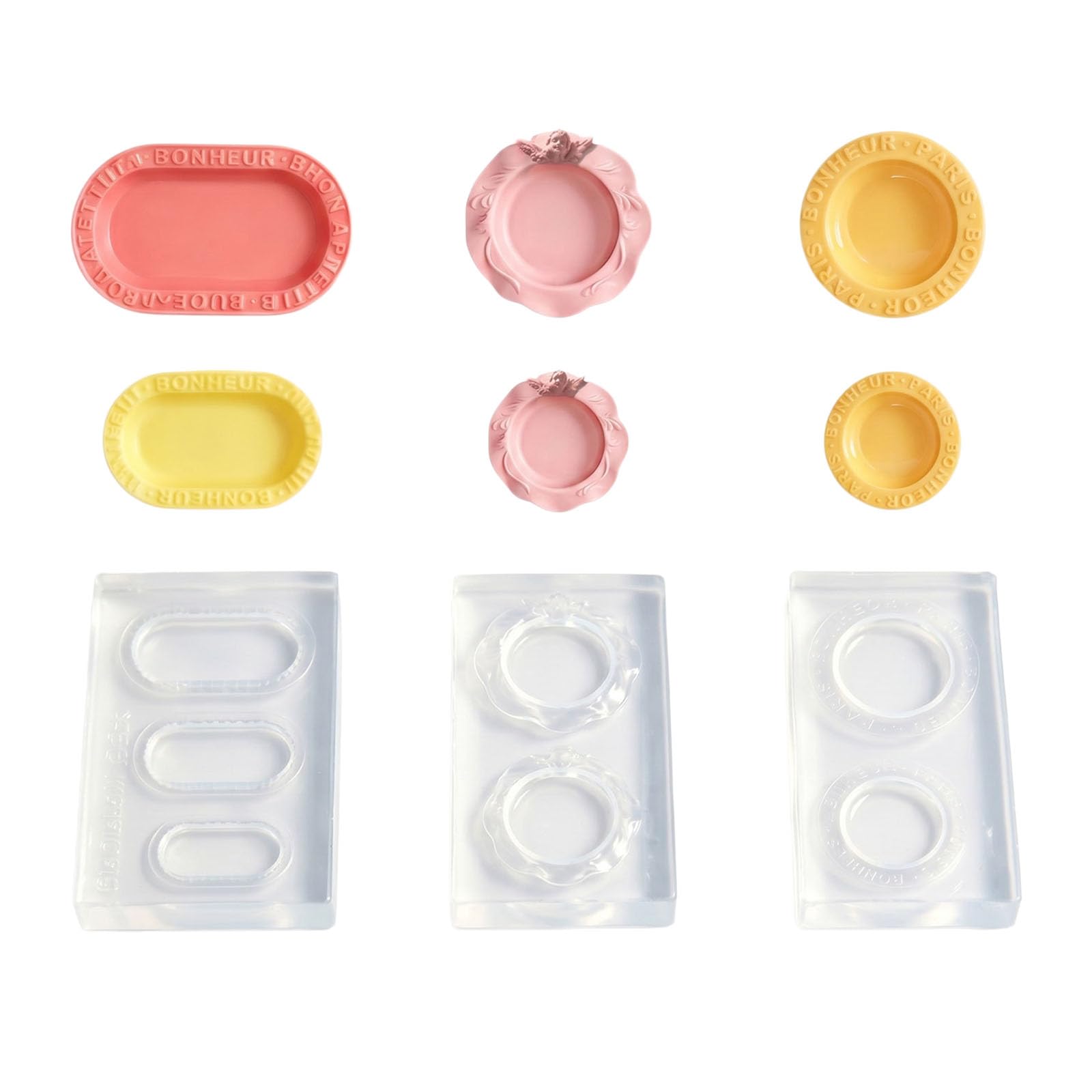 Zxfdsfdbnm Plate and Tray Forming Set for Clay, 3 Piece Silicone Mold with Oval and Round Shapes for Resin Hobby Work and Small Tableware Small Plate Mold Set Silicone Tray Resin Casting Clay Oval