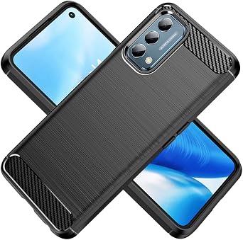 Phone Case for OnePlus Nord N200 5G Case, Oppo A74 5G/Oppo 54 5G Case Carbon Fiber Shockproof Rugged Shield Anti-Scratch Soft TPU Back Cover Protective Cases for OnePlus Nord N200 5G Black