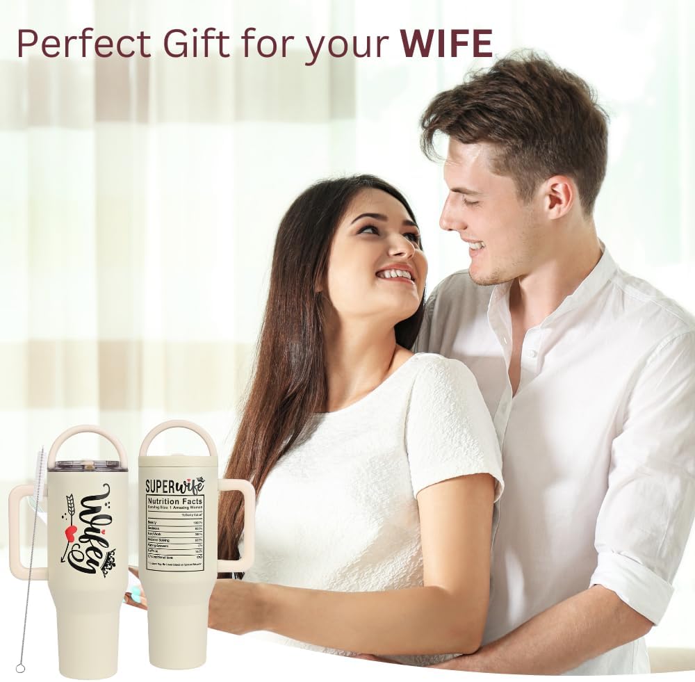 Valentine Gifts For Wife from Husband - Wifey Tumbler 40oz – Stainless Steel Insulated Travel Mug, Wife Gift from Husband, Romantic Birthday, Anniversary, Wedding Present - Image 8