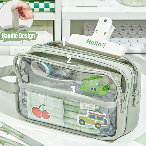 Miniatura 10 de Bolsillos claros Estuche para lápices Estuche cosmético Marcador de pluma Organizador de escritorio Suministros de oficina (blanco)